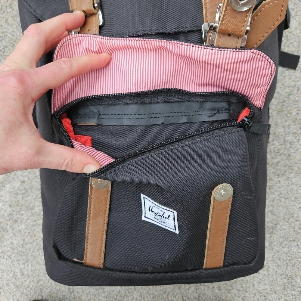 Herschel Little America Backpack Mid-Volume 21L Black Striped Laptop Bag Pack